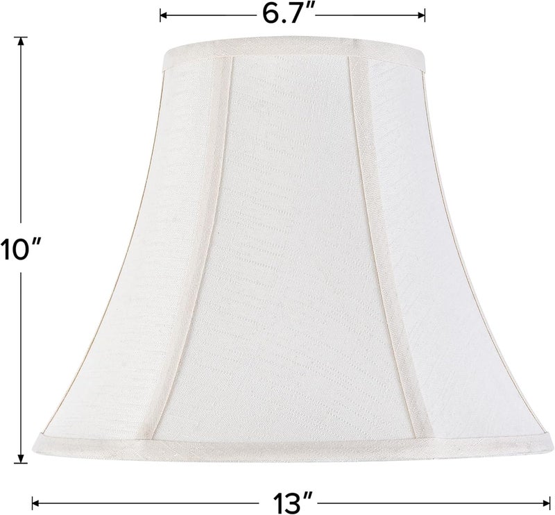 JERHOUS Creme White Bell Lamp Shades Set of 2 Medium Shade 6.7``Top x 13``Bottom x 10``High(Spider) Traditional Lampshade for Table & Bedside Lamp - Replacement Lampshades By - Image 4
